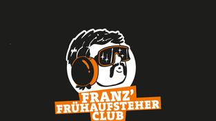 Logo vom "Franz Frühaufsteher Club" auf schwarzem Untergrund. (Foto: UNSERDING)