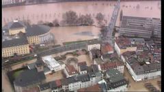 Blick auf die bei Hochwasser überflutete Innenstadt von Saarbrücken (Foto: SR)