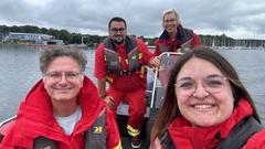 Michael Friemel mit dem DLRG auf dem Bostalsee (Foto: SR/Hottong)