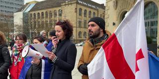 Protest für Georgien in Saarbrücken (Foto: SR)