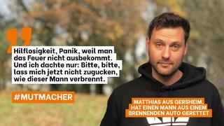 Ein Mann im schwarzen Kapuzenpulli ist rechts zu sehen, links daneben steht ein Zitat: "Hilflosigkeit, Panik, weil man". (Foto: UNSERDING)